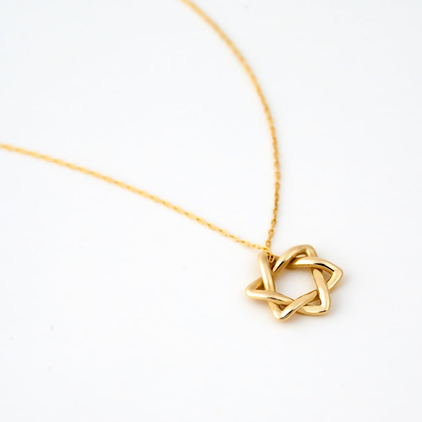 Gelin Dainty Interlocking Star of David Necklace for Women in 10K Solid Gold, 18 Inch Chain