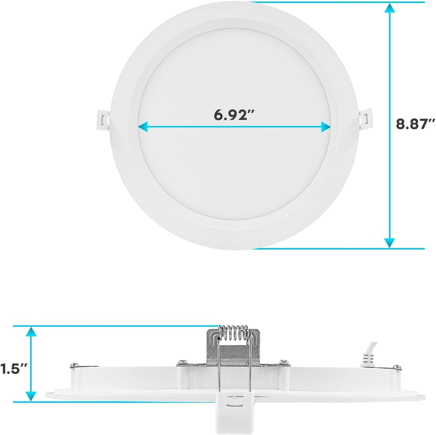 LUXRITE 8 Inch Ultra Thin LED Recessed Lighting, 23W, 5 Color Selectable 2700K | 3000K | 3500K | 4000K | 5000K, CRI 90, 1800 Lumens, Dimmable LED