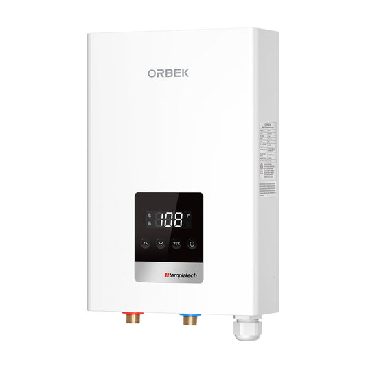 Orbek 14kw Tankless Water Heater Electric 240v，Max 3.38GPM, On Demand Water Heater Electric for shower 2-3 point of use M-14