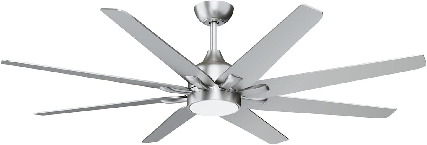 wurzee 72 inch Ceiling Fan with Light, 3CCT 3000K-4000K-6500K Reversible DC Motor, Dimmable Timing 6 Speed, Brushed Nickel Large Ceiling Fan for