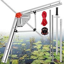 Lake Weed Cutter Pro 2026 Upgrade Aquatic Pond Plant Cutting Tool with Adjustable Cutting Angles,Pond Rake with Sharp Razor Blades Shear Cattail Reed hragmites Lilly and Chara Algae 30 Foot Throw Rope