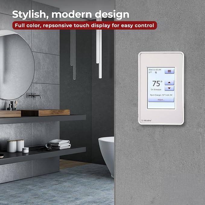 Electric Radiant Floor Heating Thermostat, Touch Screen Programmable Thermostat with GFCI, 120V or 240V, with Intuitive Screen Interface, UDG4-4999, Includes Floor Sensor