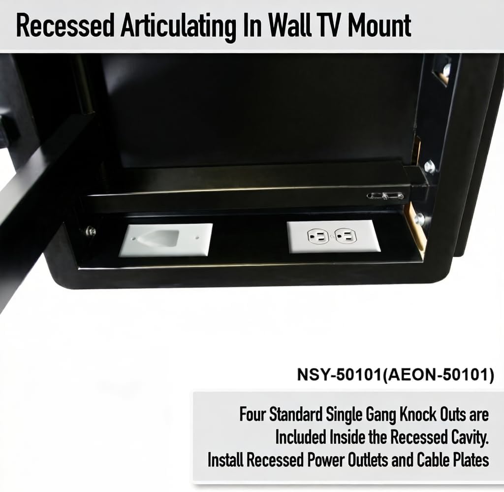 Recessed in Wall TV Mount, 28-Inch Extension and Cable Management