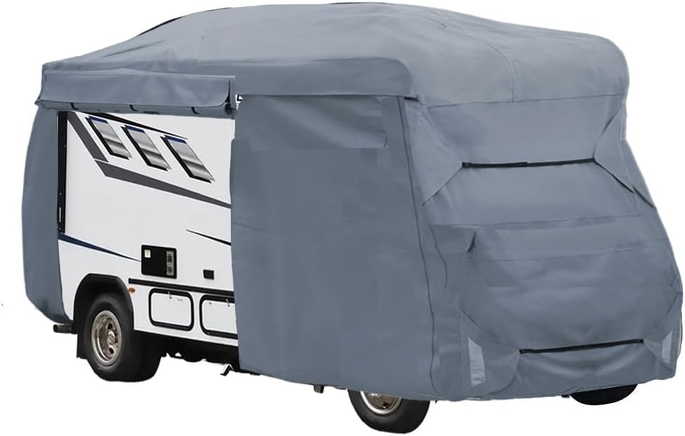 Class C RV Camper Cover 5 Layers with Reinforced Windproof Side-Straps Anti-UV Water-resistance Heavy Duty