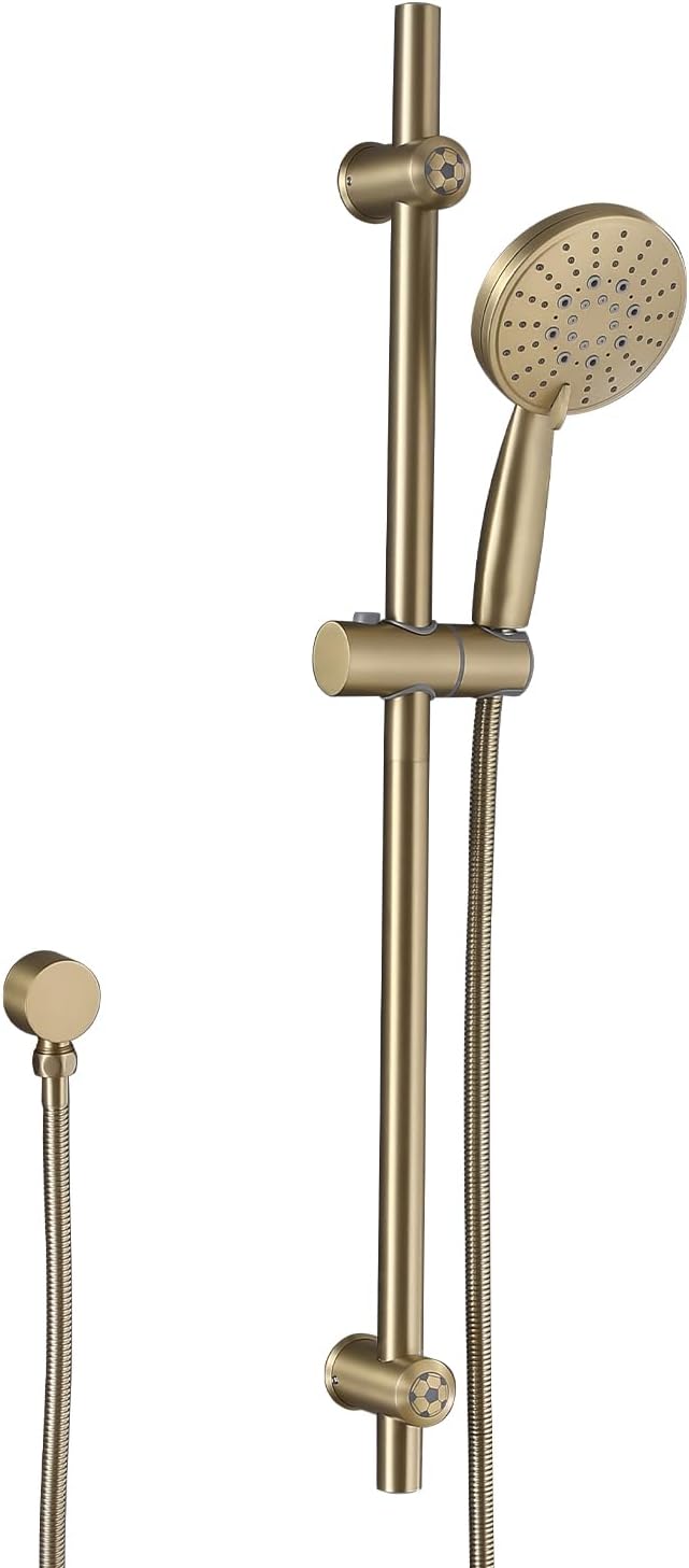 Eco-Performance Brushed Gold Handheld Shower with Adjustable 32-Inch Slide Bar and 59-Inch Hose, 5-Function Hand