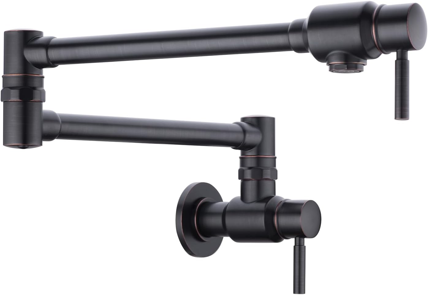 Oil Rubbed Bronze Pot Filler Faucet, Traditional Double Handle, Wall Mounted with Brass Spout Swivel