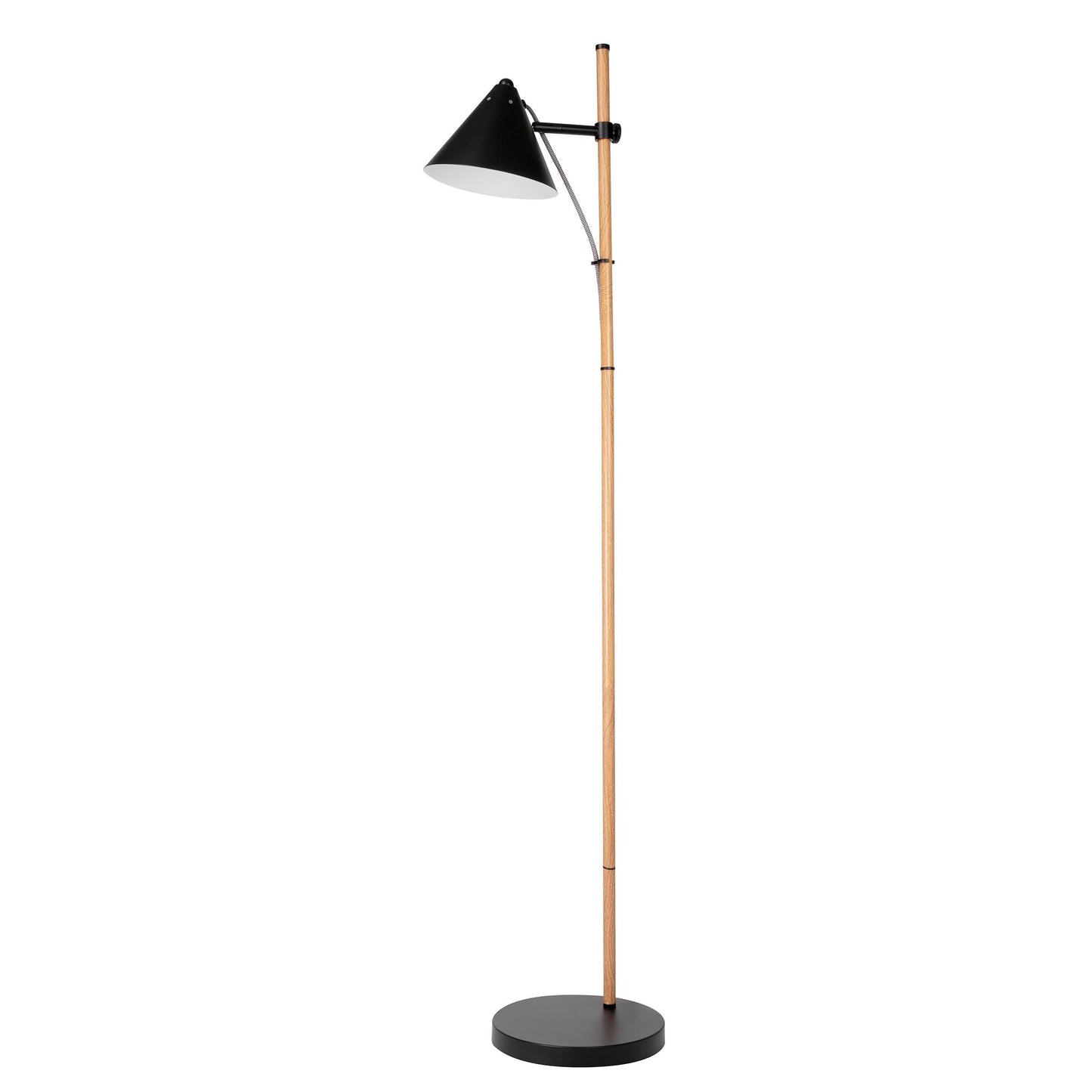 HarvestLand Noah Floor Lamp, Adjustable Reading Lamp for Living Room | 345° adjustable floor lamp,13” height adjustment, solid base, focused reading light. Black Wood Effect+Black