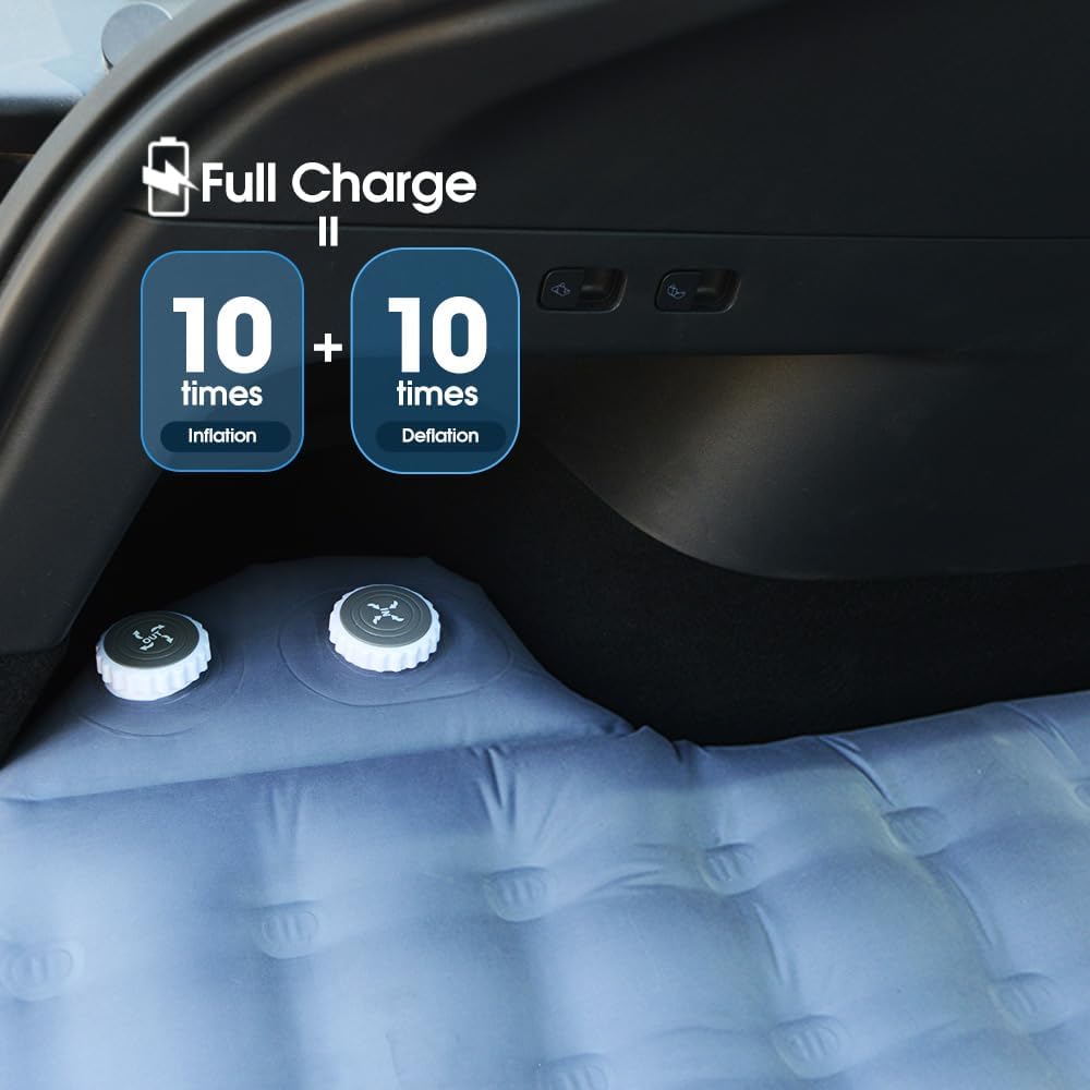 Tesla Model Y Mattress Self Inflating Sleeping Pad with Built-in Pillow, One Click to Inflate/Deflate, Backpack Size, IP68, 2 Person