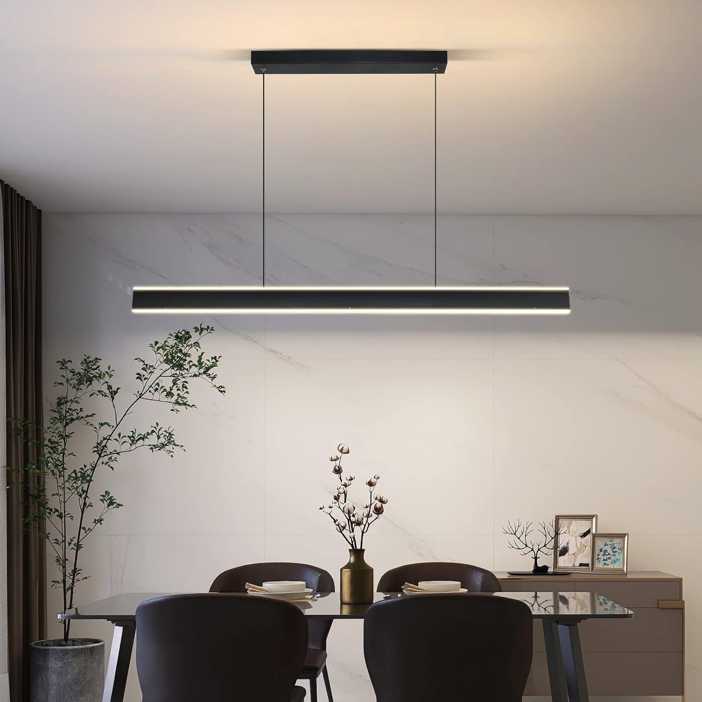 Pendant Light Modern Pendant Ceiling Light Black Linear Pendant Lamp Light Fixture kitchenI Island Hanging Light Chandelier Up and Down Glow Acrylic