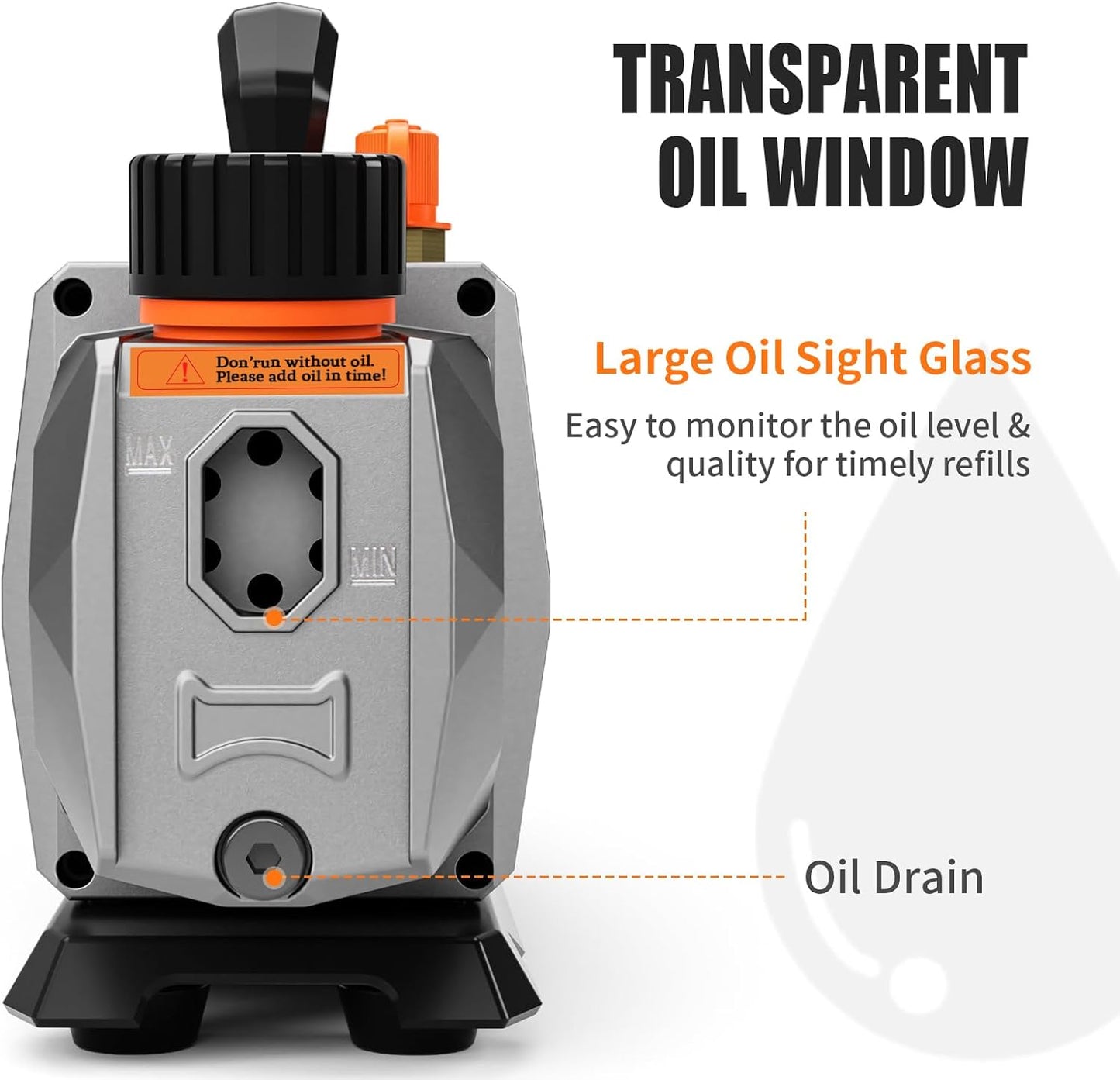 Single-Stage Vacuum Pump 3CFM 20V Lithium Battery DC Inverter 60 microns 1/4HP for Air Conditioner Refrigerant HVAC