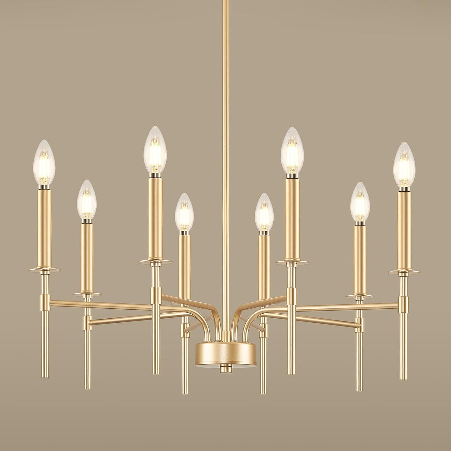 ZUYURT 8 Light Gold Chandelier,Modern Chandeliers for Dining Room Light Fixture Over Table,Farmhouse E12 Round Iron Candle Pendant Lighting Fixtures