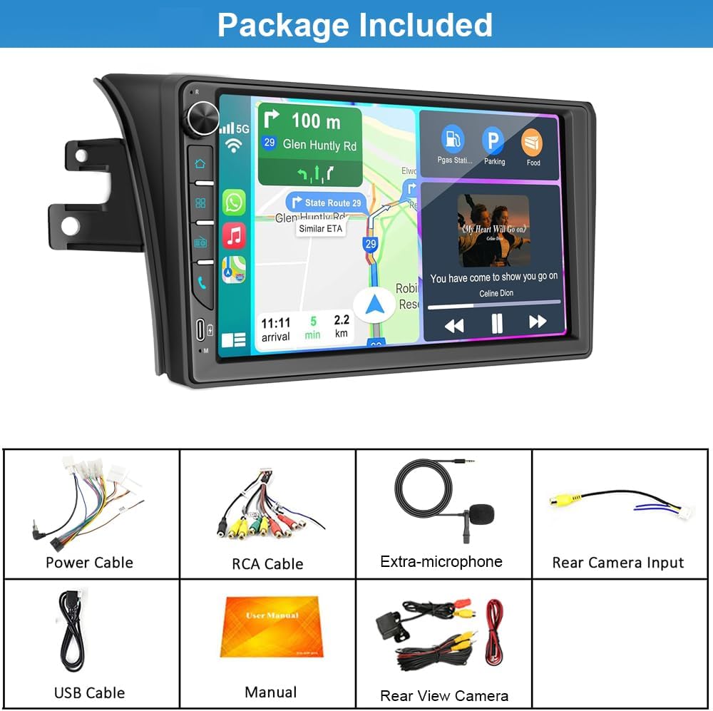 9 inch Touchscreen Car Radio Stereo with Wireless Carplay Android Auto Navi Volume Knob for Toyota Sienna 2004 2005 2006 2007 2008 2009 2010