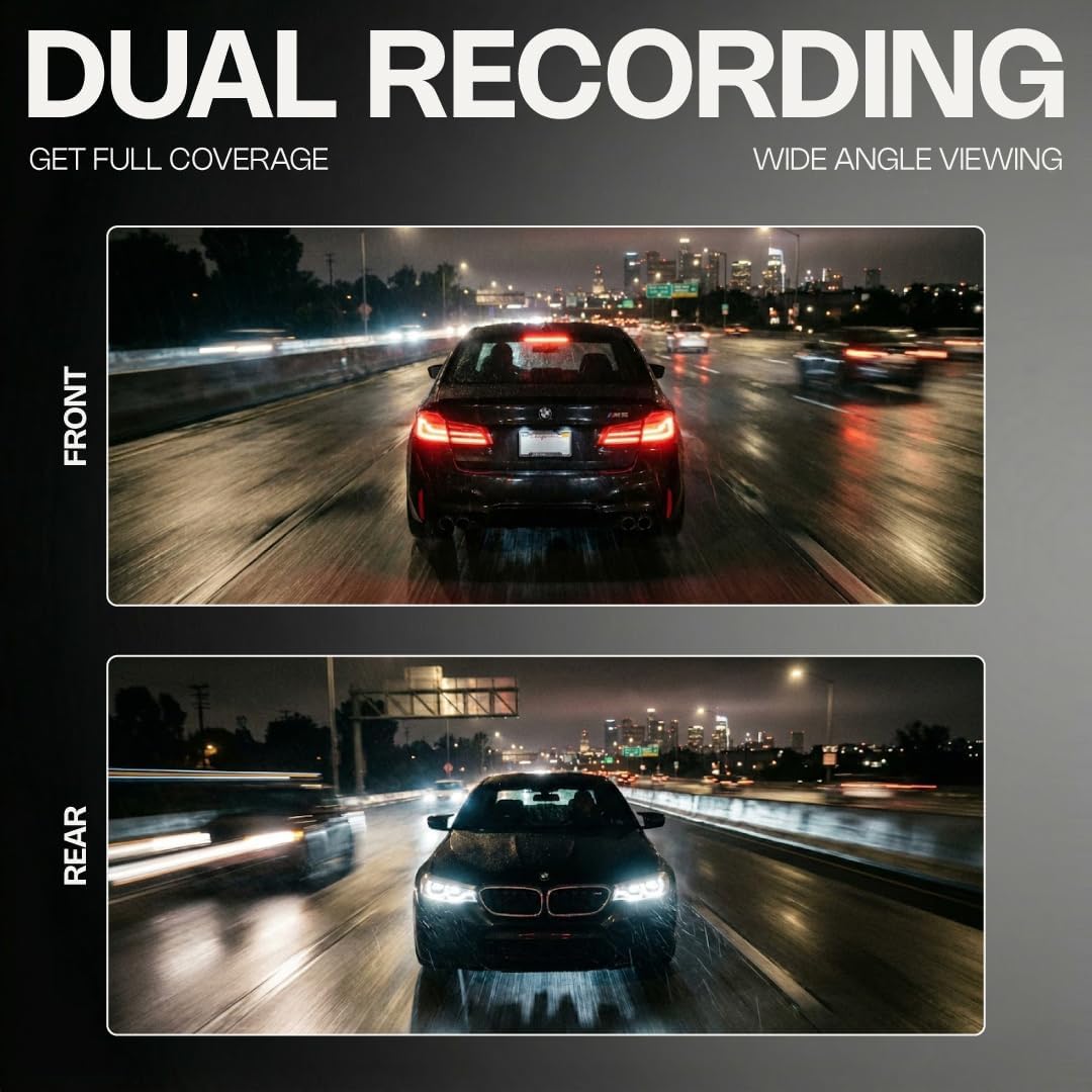 Pentro 4K Dual Dash Cam Front and Rear - UHD 2160P & 1080P Car Camera with WiFi, 64GB SD Card Included, Compact Wide Angle Dashboard Recorder for Cars, Vehicles