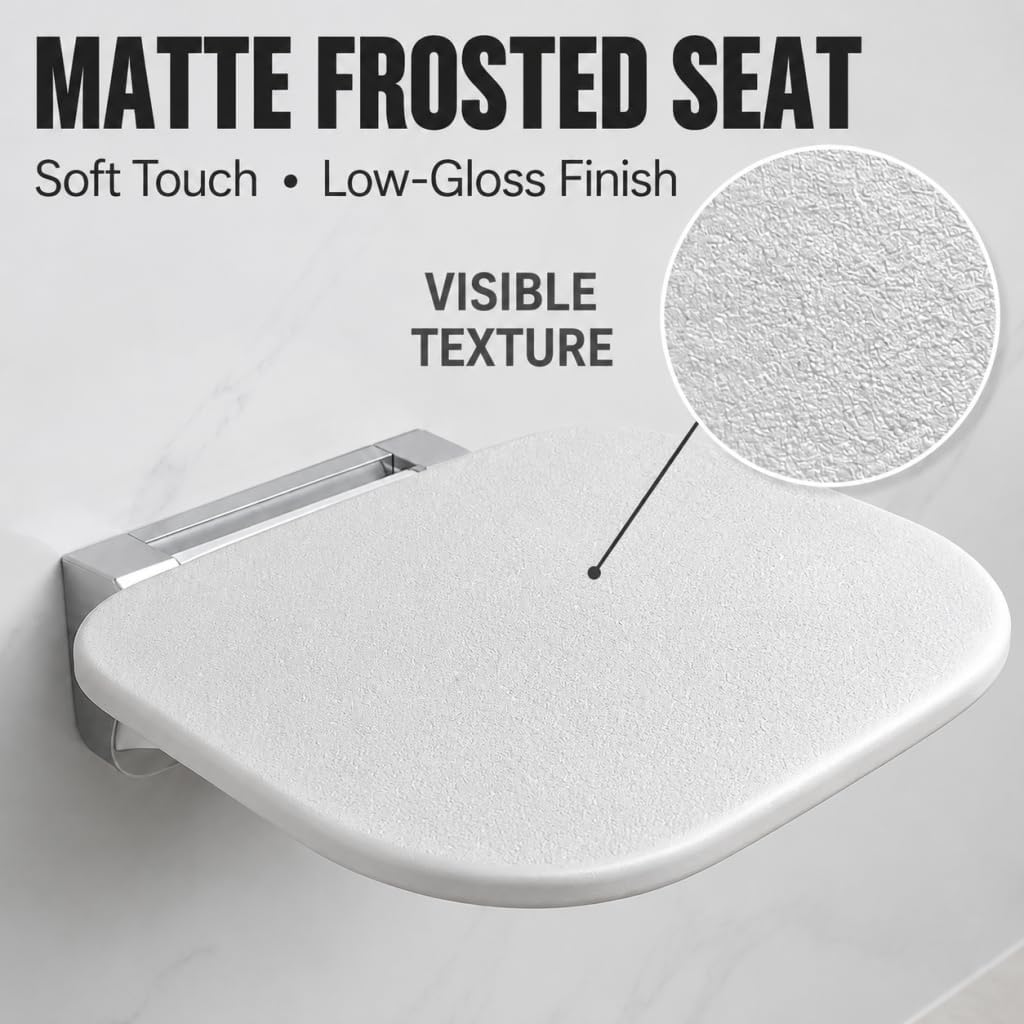 Wall Mounted Folding Shower Seat, 400lb Fold Down Bench White