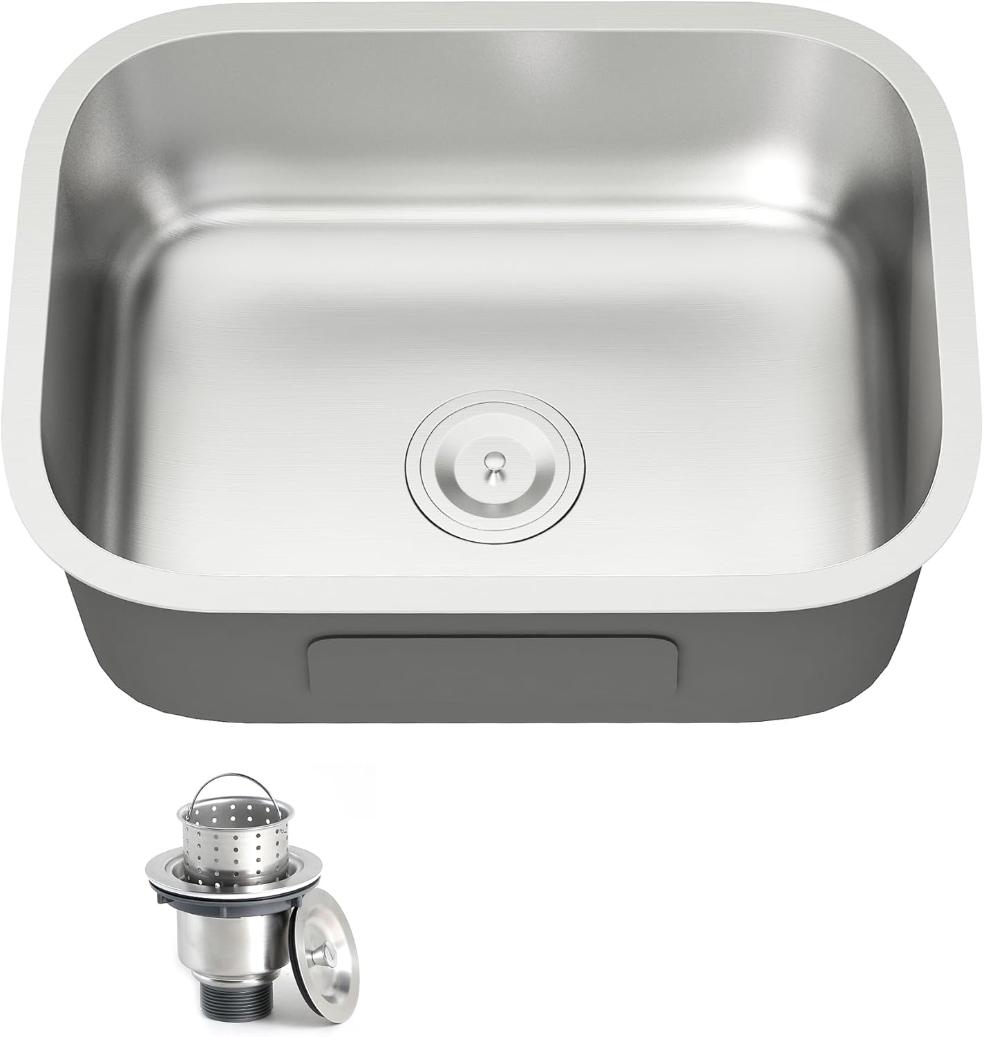 Stainless Steel Kitchen Sink, 23 Inch Undermount 18 Gauge Extra Thick Spacious Single Bowl Sink, Rust Resistant