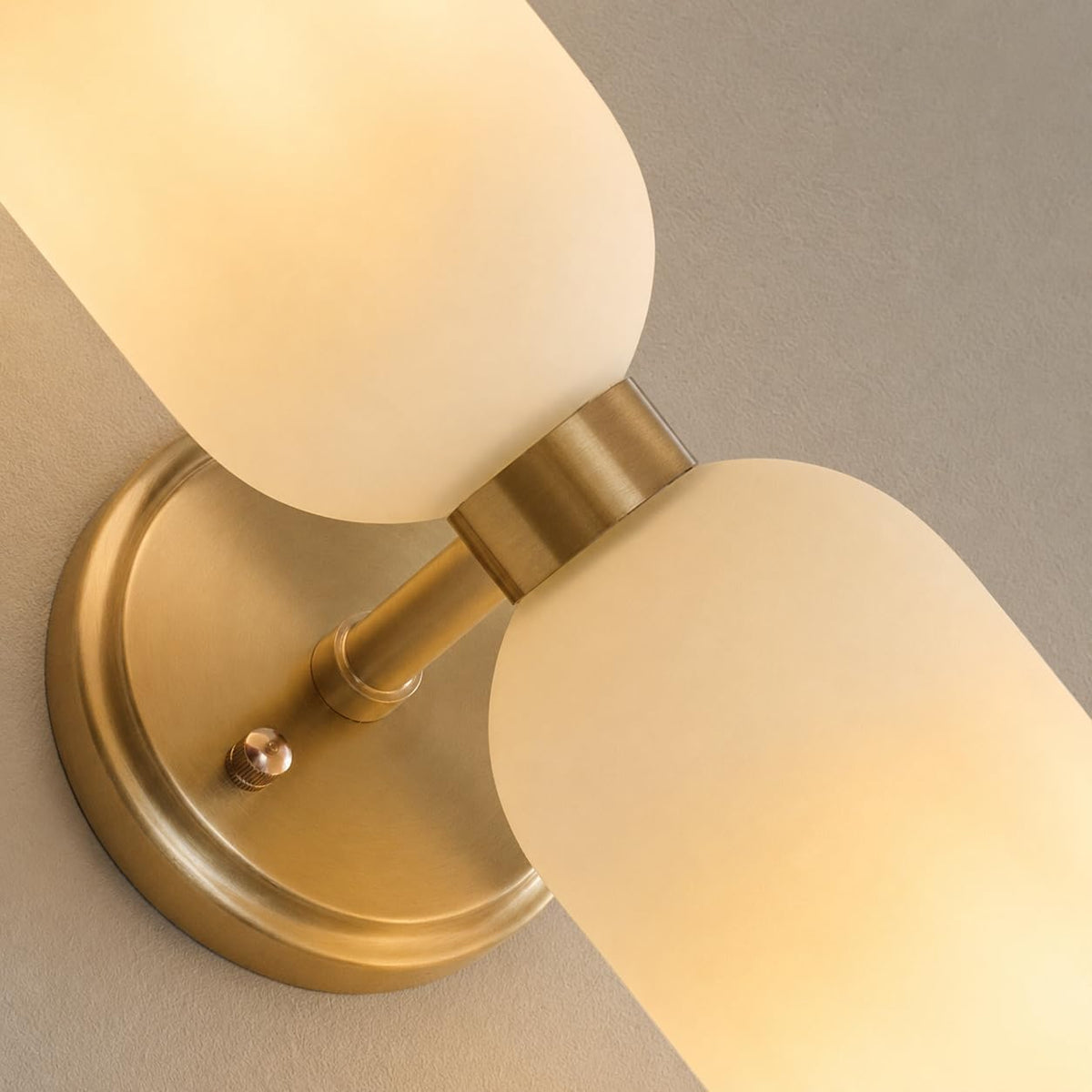 Gold Wall Sconces Set of 2 - Milk Glass Champagne Bronze Light Fixtures