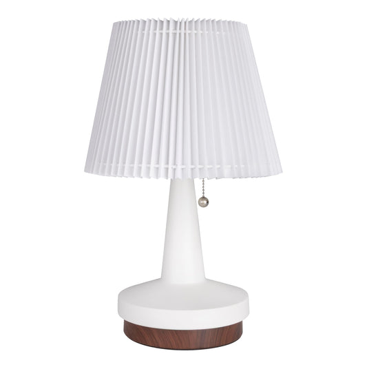 HarvestLand Pirouette 16'' White Table Lamp, Pleated Shade Bedside Lamp, Lamp for Living Room, Nightstand Lamp