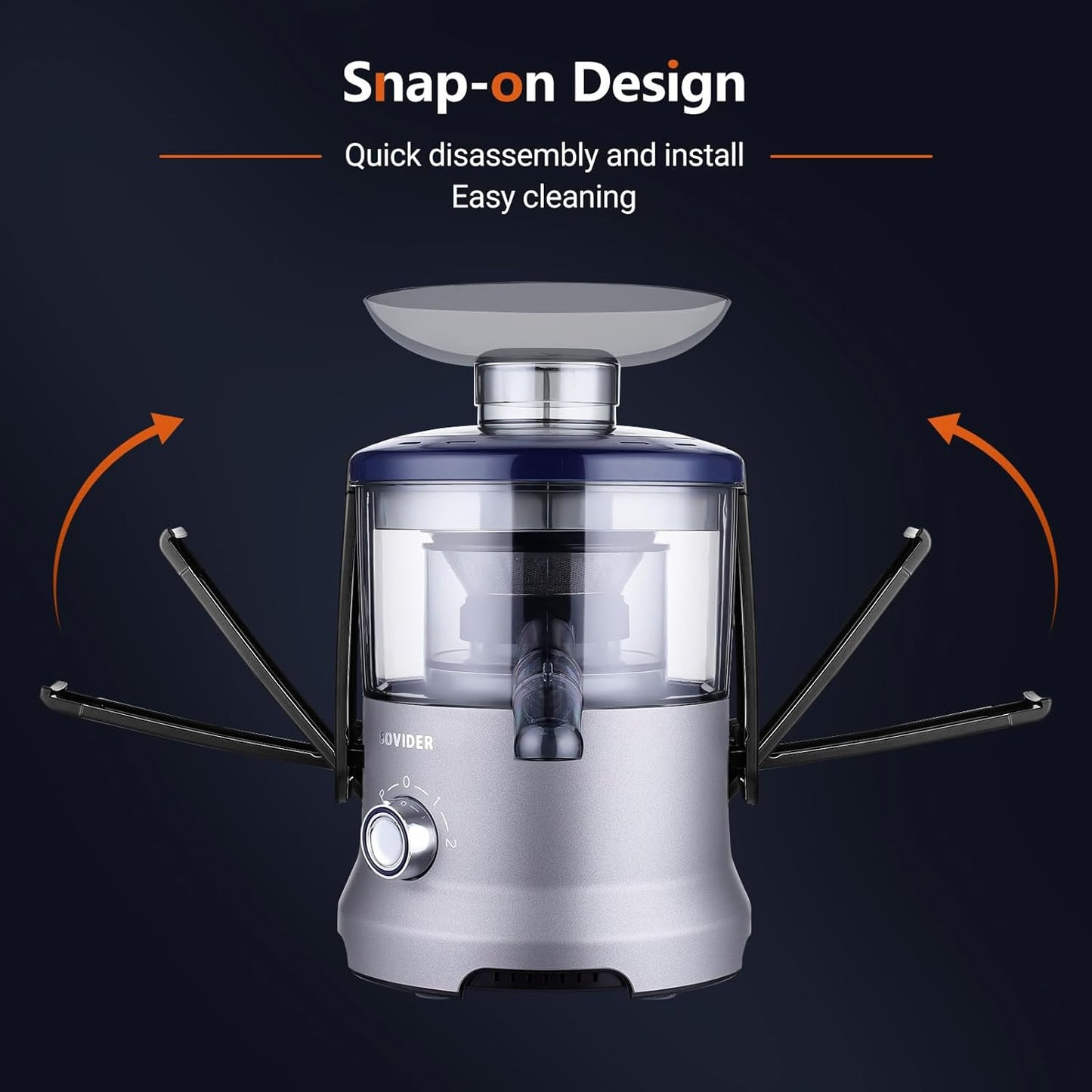 SOVIDER Centrifugal Juicer Extractor 800W Juicer Machine with 2-Speed Control 3 Wide Feed Chute, Easy Clean & Assemble, Overheat Protection Includes