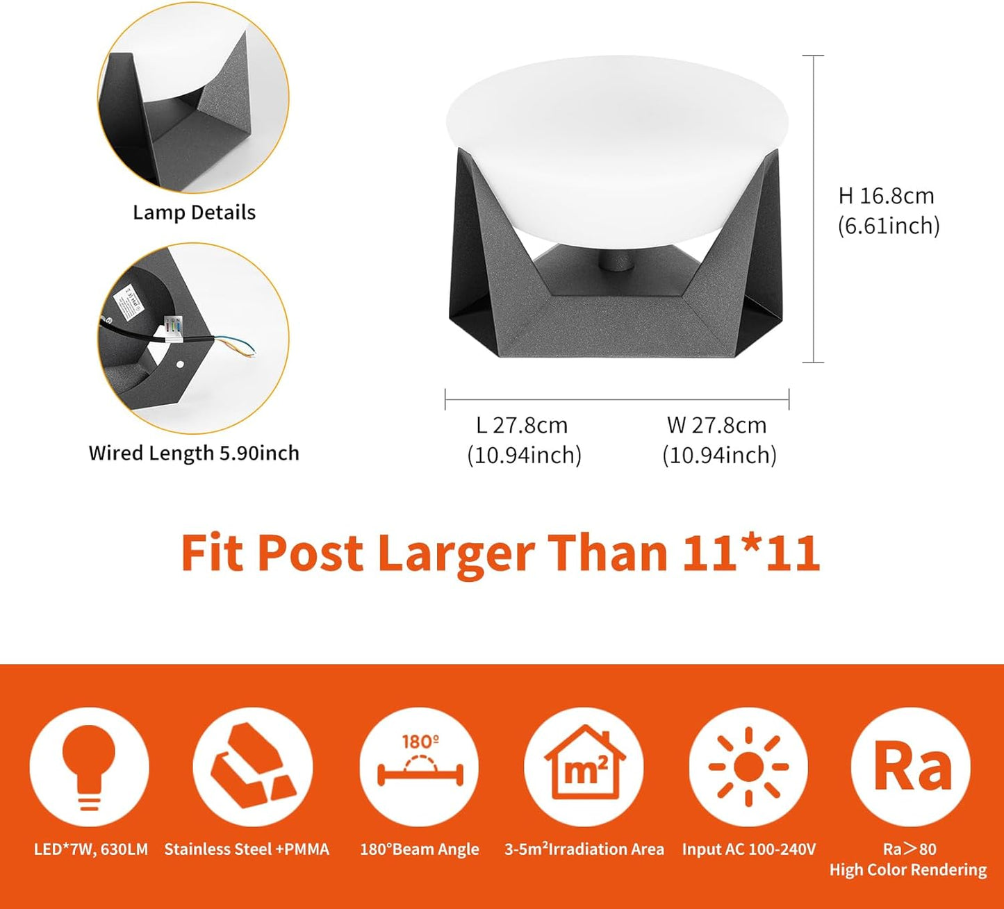 Outdoor Post Light, Modern Pillar Lights IP65 Waterproof LED Fence Deck Post Cap Lights 3000K Luxury High Voltage Har