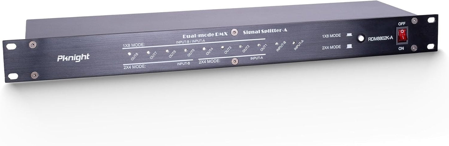 8-Port RDM DMX Splitter with Dual Input, PowerCON Linking, and Signal Amplifier Distributor