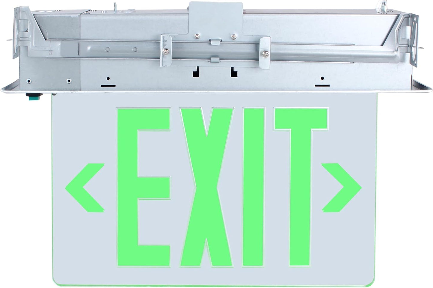 LED Exit Sign Edge-Lit Emergency Light Battery Backup Edge, Double Side/Mirror Acrylic Panel Green