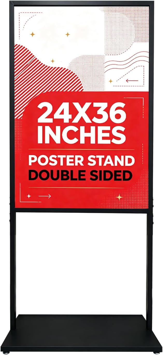 24×36 In Sign Holder Floor Stand, Heavy Duty Slide-In Poster Stand