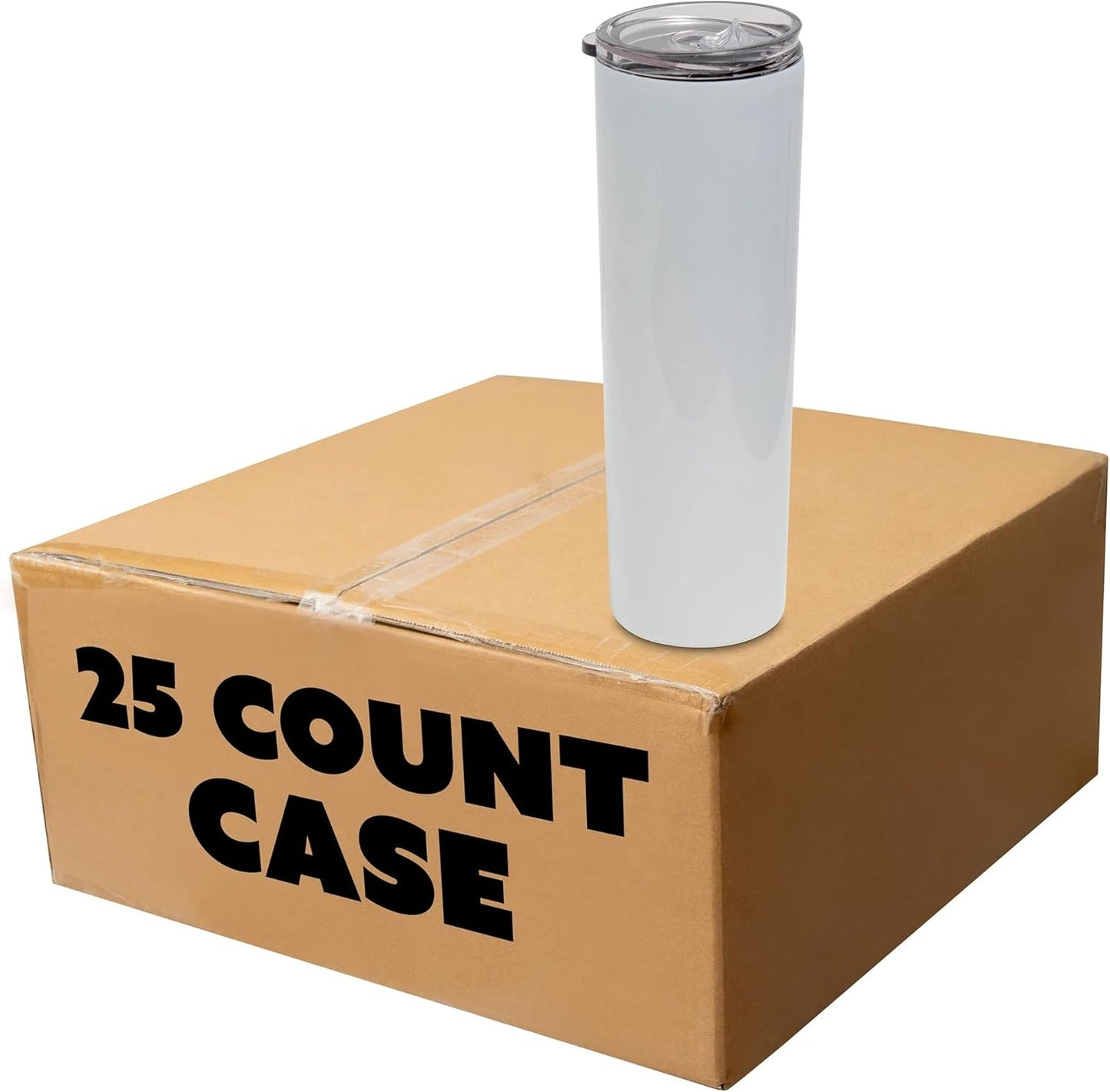 makerflo 25 Pack 30 Oz Skinny Sublimation Blank Tumbler with Splash Proof Lid & Straw, DIY Gifts