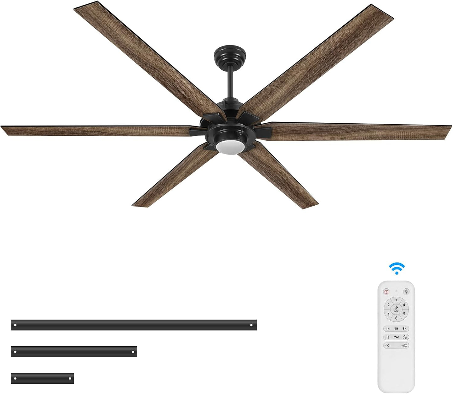 72-Inch Large Ceiling Fan with Lights and Remote, 6-Blade Silver Modern Design for Indoor/Outdoor Patio, Quiet DC Motor, 3 CCT Dimmable, 6 Speeds (72&