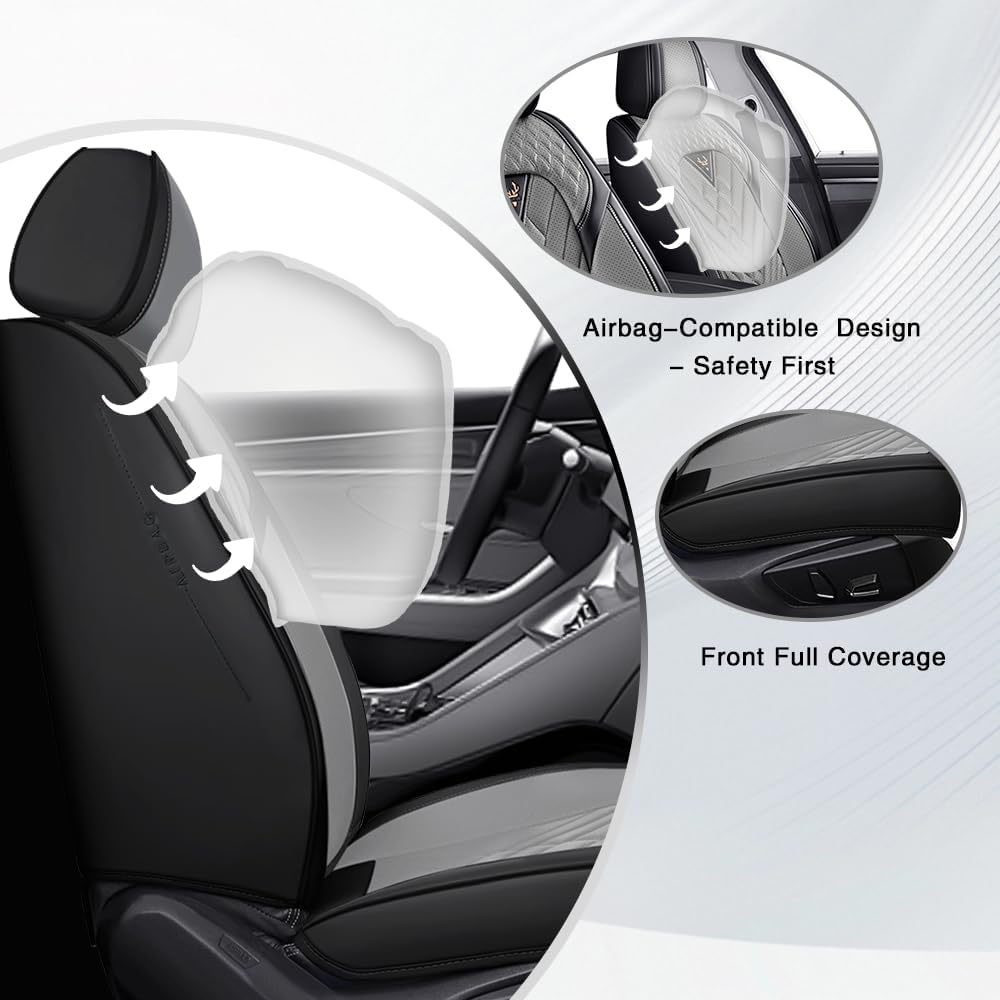 Fit for Toyota Corolla Seat Covers 2001-2026,Premium Leather, 360° Full Protection, Thick Padding & Memory Foam, Waterproof & Stain-Resistant Car Seat Cover Full Set (5 Seat,Black&Gray) Black&Gray -5 seat Toyota Corolla