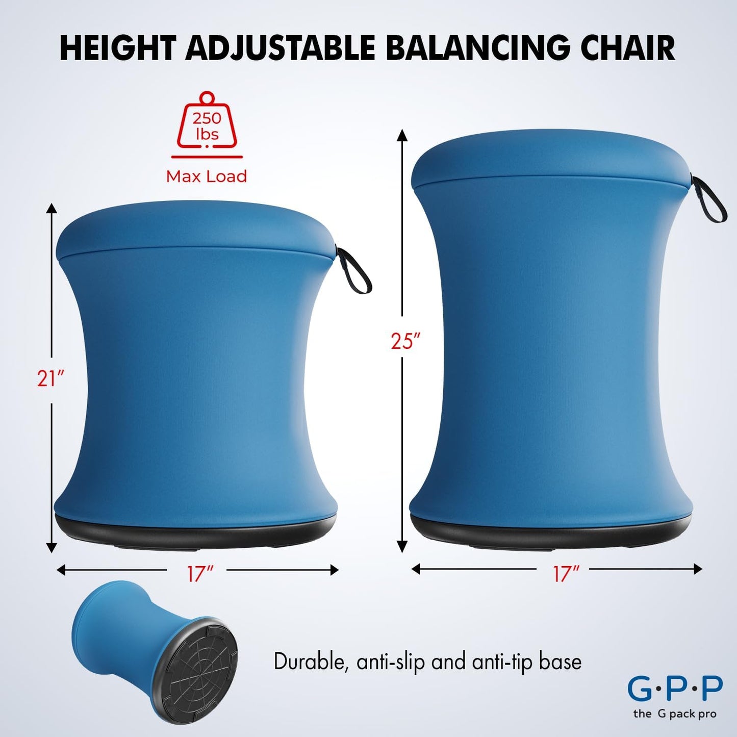 Wobble Stool - Improves Focus Posture - Movable Height Adjustable Stool  Active Sitting Balance - Swivel and Non-Slip Base Adults Kids - Ergonomic