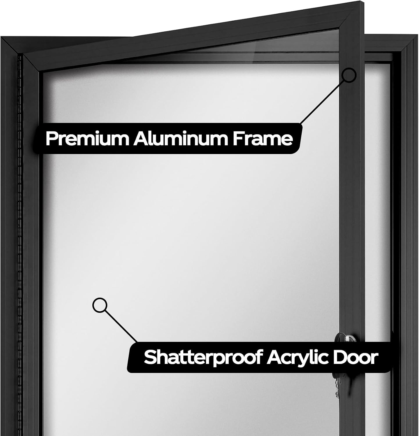 INNOVART Outdoor Enclosed Bulletin Board Weatherproof 36”x24” | Lockable Dry Erase Board with Black Aluminum Frame, Outdoor Enclosed Magnetic Whiteboard with Single Swing-Open Door Black Frame Dry Erase 36"X24"
