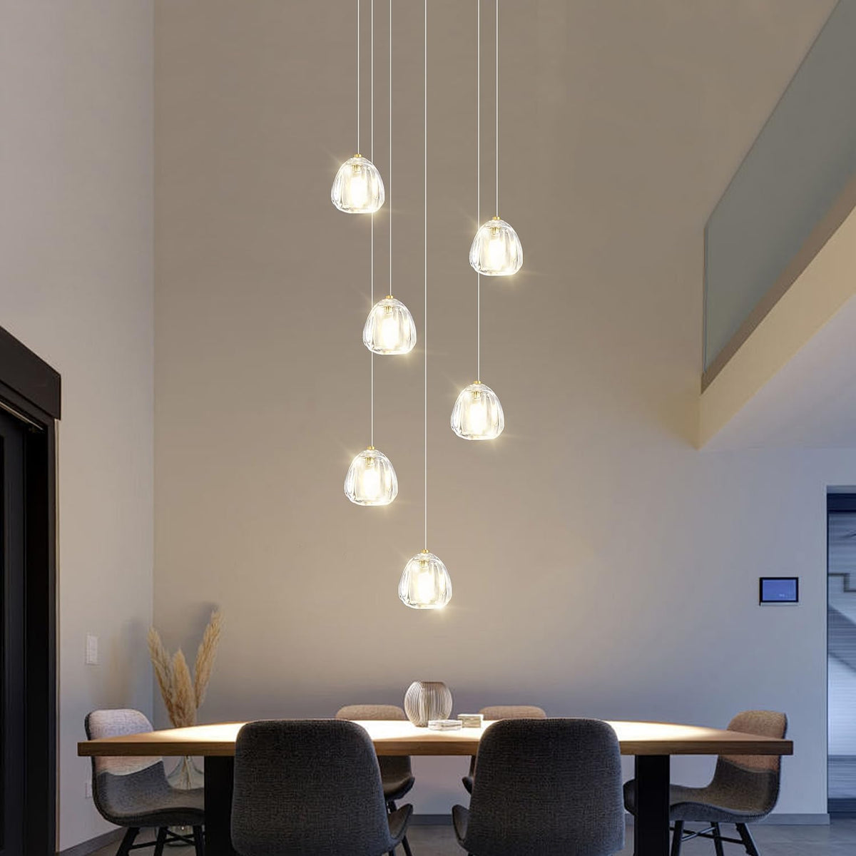 Modern Crystal Chandeliers 6-Lights Hanging Ball Pendant Light Gold