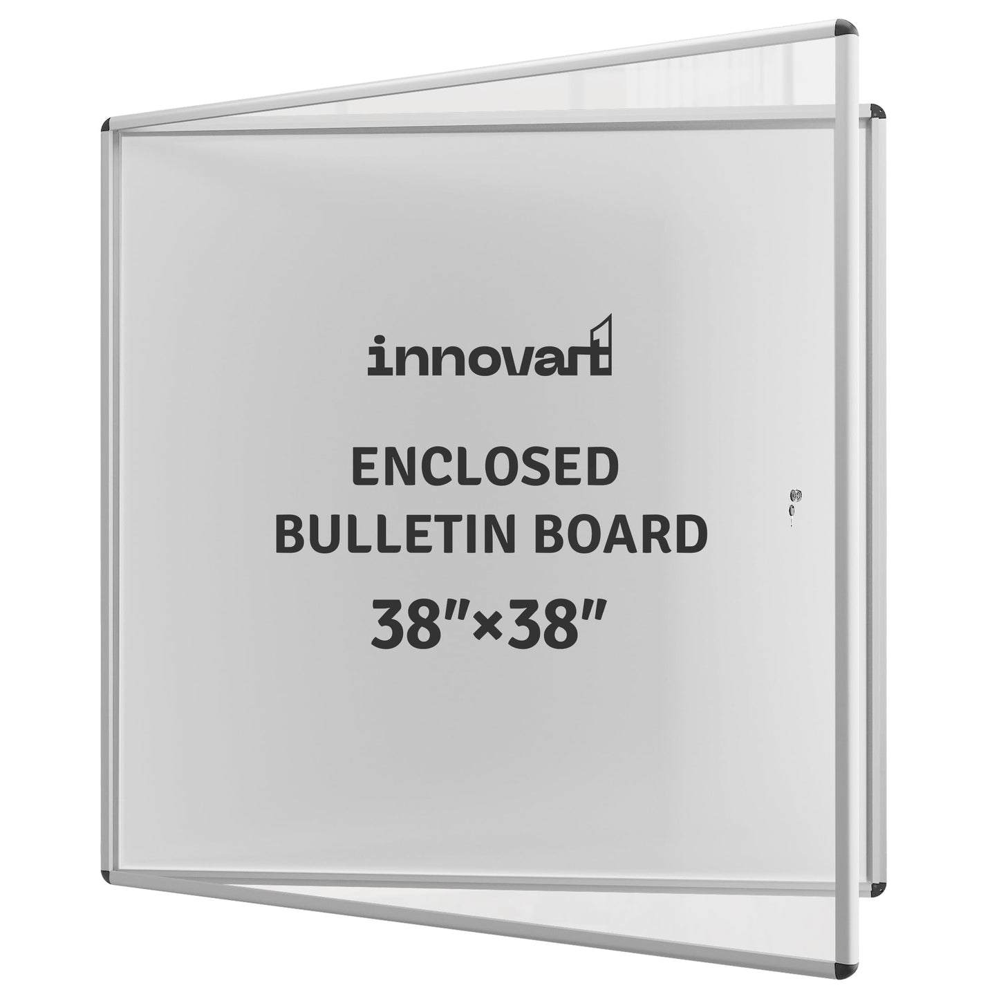 38”x38”Enclosed Bulletin Board, Weatherproof Dry Erase Board with Locking Swing-Open Door, Aluminum Frame Wall Mounted Outdoor Enclosed Whiteboard for Home, School, Office, Commercial