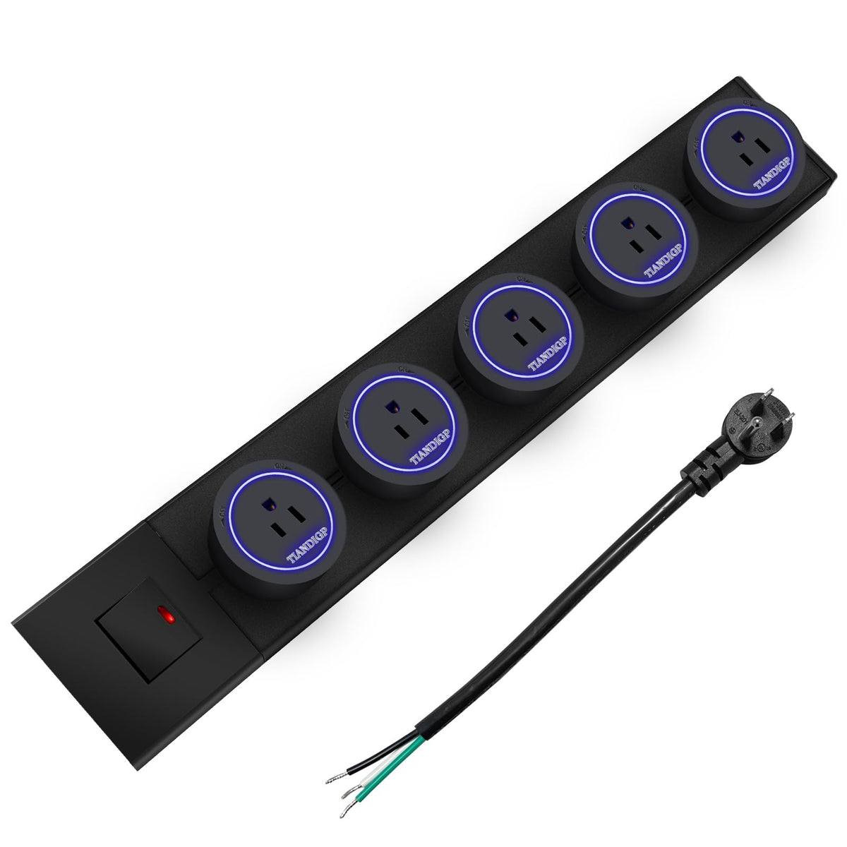 Track Outlet; Removable Electrical Outlet Track System, 19.68 inch Power Track 8000W; 5 AC Outlet adapters 1875W Suitable for Kitchen, Counter, Home and Office use(Matte Black)