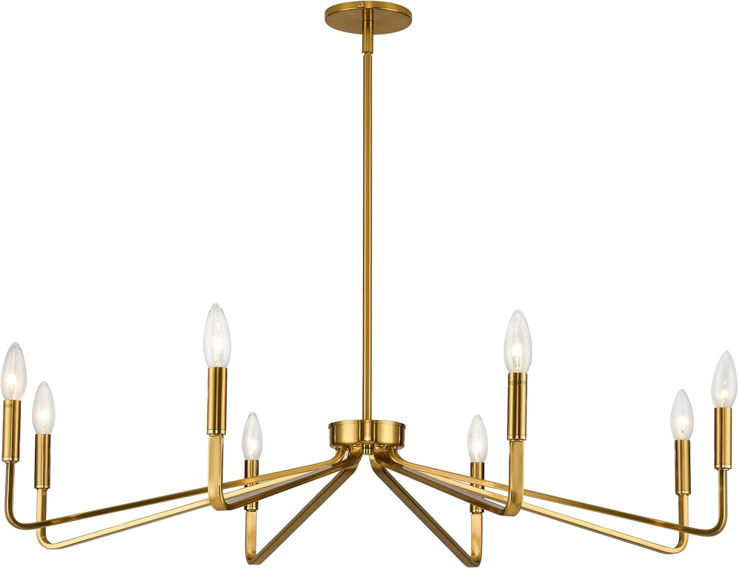 ACANER 38' Gold Chandeliers for Dining Room, 8-Light Modern Farmhouse Chandelier Light Fixture, Brushed Brass Industrial Candle Lighting Hanging