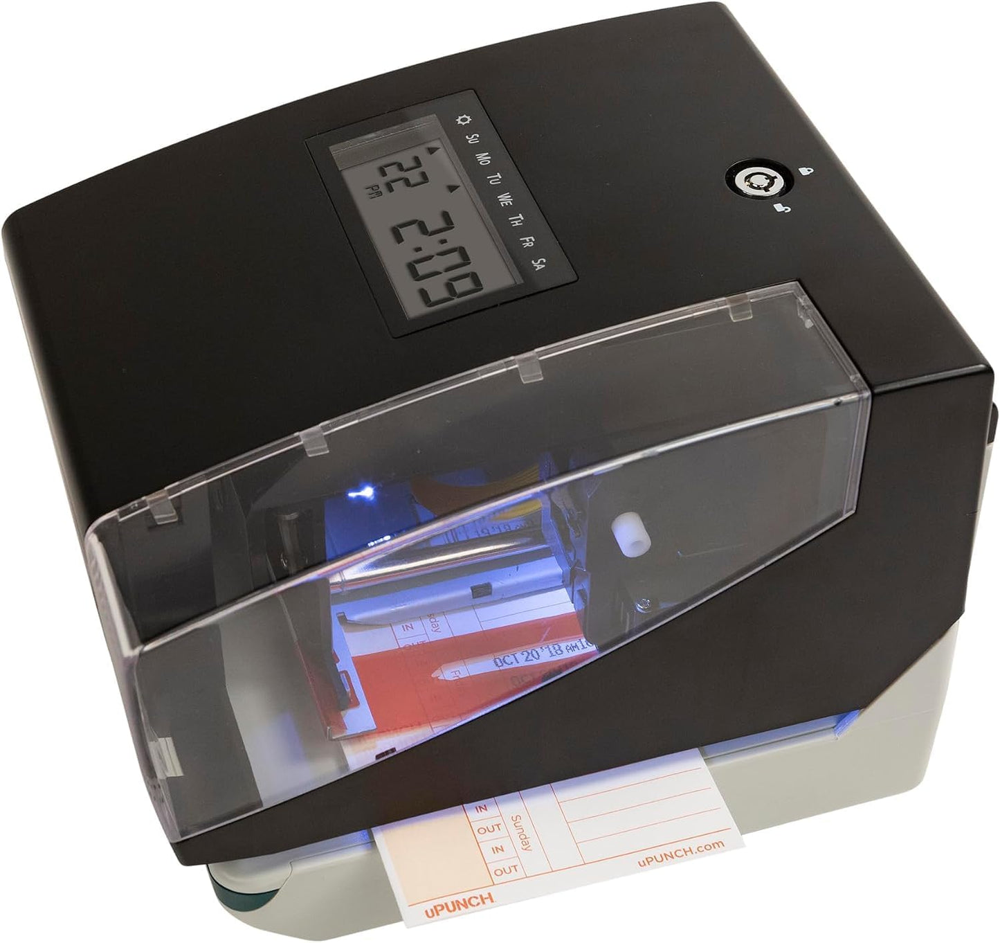 uPunch Digital Time Clock and Date Stamp Bundle Includes time Clock and Date Stamp, 100 time Cards, 10-Slot time Card Rack, 2 Keys, and 1 Ribbon (PK1100), Black