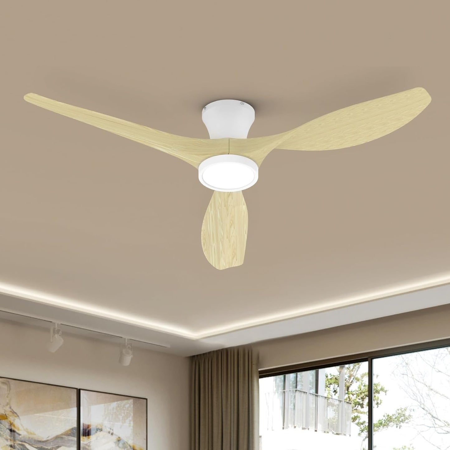 TALOYA Ceiling Fans with Lights and Remote, 52 inch Low Profile Ceiling Fan with 3 Blades,Reversible DC Motor Ceiling Fan for Be