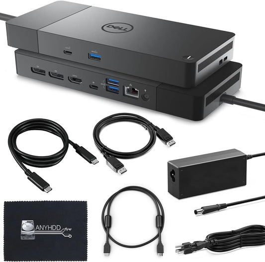 WD19DCS Docking Station Performance Dock Bundle with 240W Power Adapter (210W Power Delivery) - HDMI Cable + Display Port Cable + USB-C Cable +