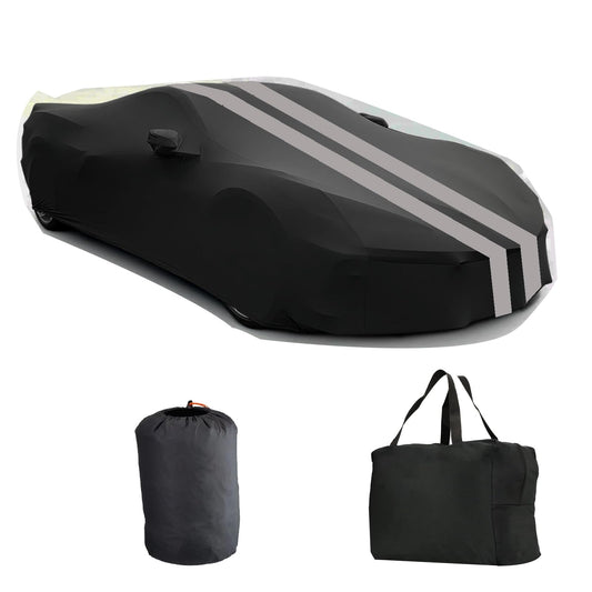 Indoor Car Cover fit for C8 Corvette 2020-2026– Custom Fit, Breathable & Dust-Proof Stretch Fabric –Fits Underground Garage & Car Show (Black/Gray)