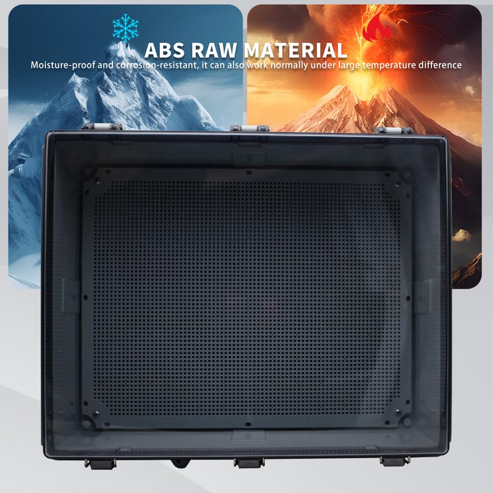 Waterproof Clear Box Size(510x410x200mm) IP67 ABS Outdoor Large Waterproof Box Enclosure Boxes 1' NPT*2 Ju