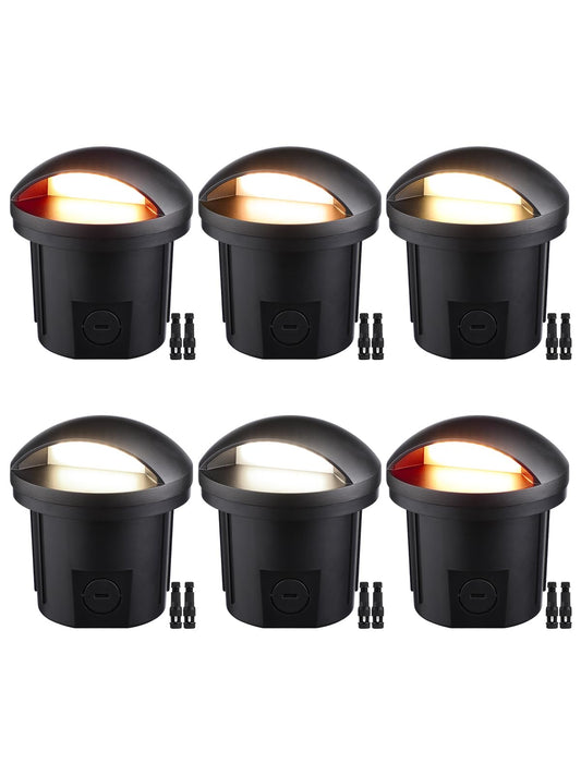 LEONLITE 5W Well Lights Landscape LED, Low Voltage Inground Lights Outdoor, 1800K/2700K/3000K/4000K/5000K Adjustable, Aluminum, ETL Listed, IP67 Waterproof, 12-24VAC/DC, CRI90, 150lm, Black, Pack of 6
