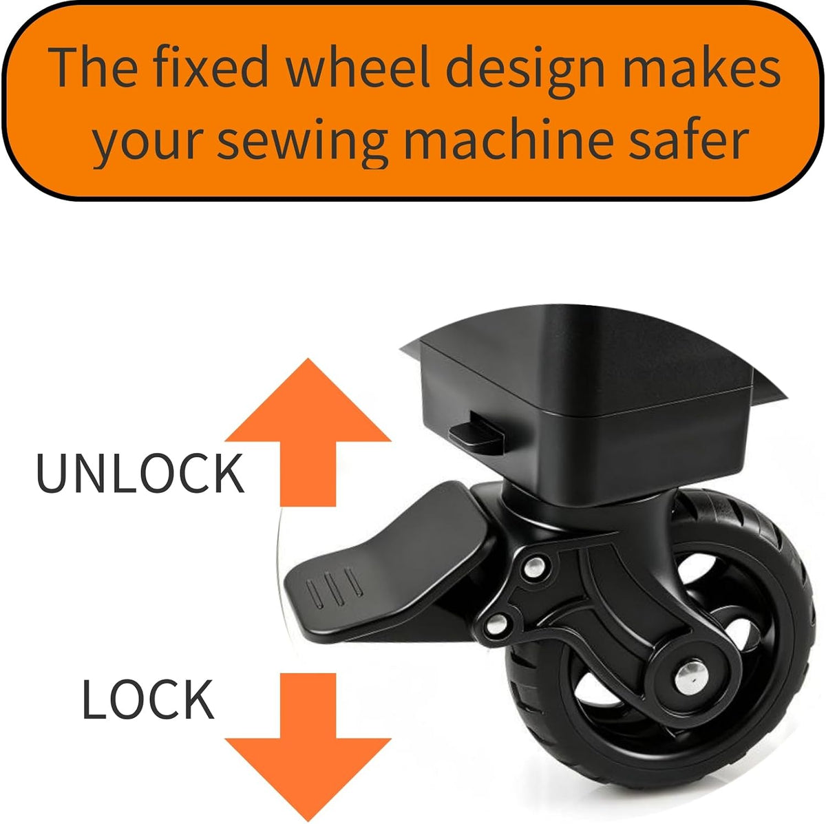 Rolling Sewing Machine Bag Fits for 22"*12"*14" Sewing Machines,YKK zipper,Hard Bottom Pad,Brake Function (Black)