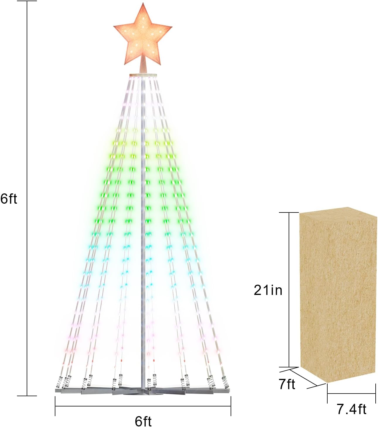 Lphianx Christmas Tree with Lights, 355 LEDs 2.4M Height, 2 DIY Mode, 30+Sence, Color Changing Sync Musical APP & Remote Control Indoor Outdoor