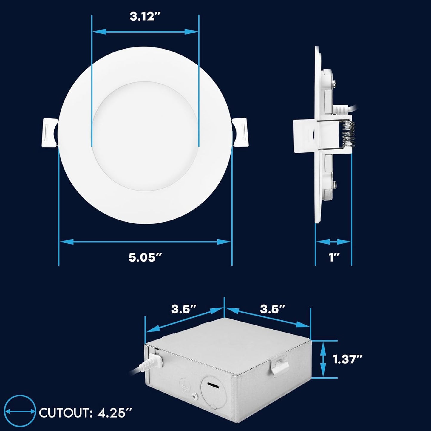 LUXRITE 4 Inch Smart LED Recessed Lighting, RGBW Color Changing, WiFi App and Voice Control, Compatible with Alexa and Google Home, No Hub Required,