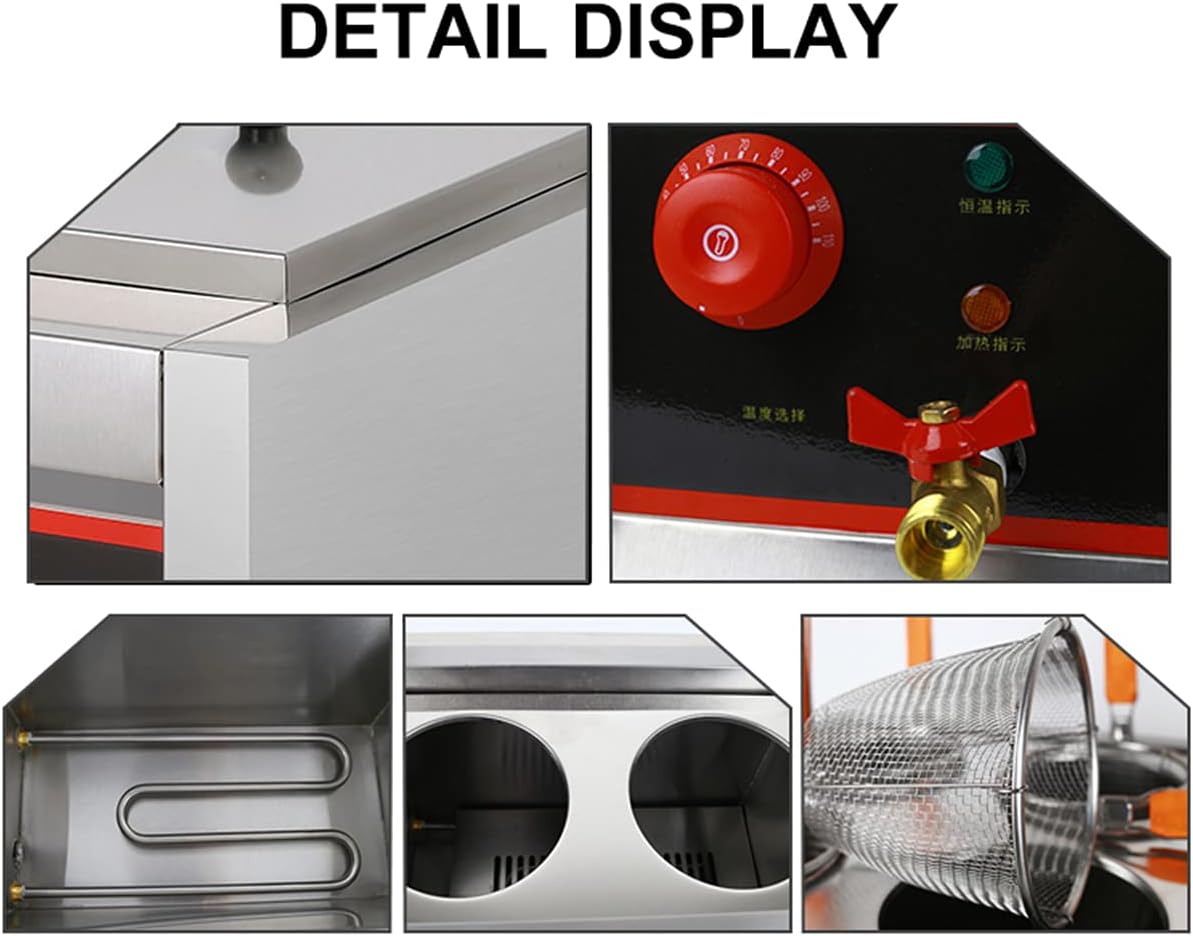 PreAsion 220V Commercial Pasta Cooker with 6 Noodle Filter Electric Pasta Cooking Machine Multifunctional Pasta Warmer Noodles Cooker 6KW for Cooking