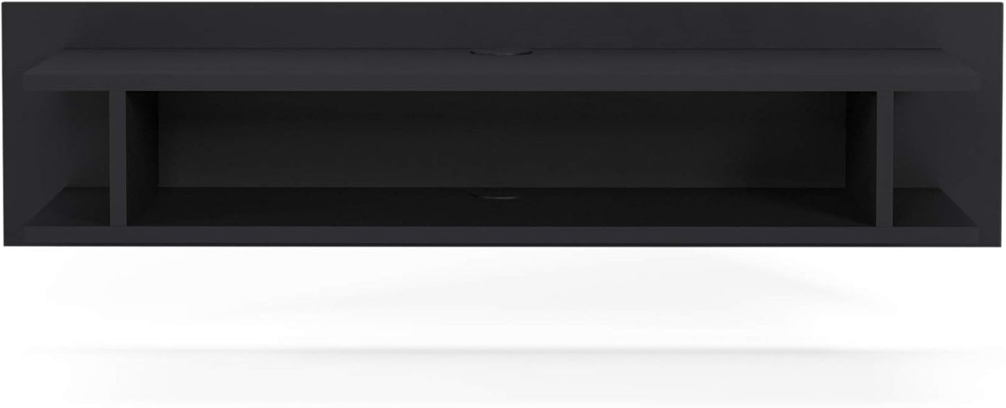 MinimaDecor Mid-Century Modern TV Stand Entertainment Center Media Console, Open Shelves, 43', Lucio, Black