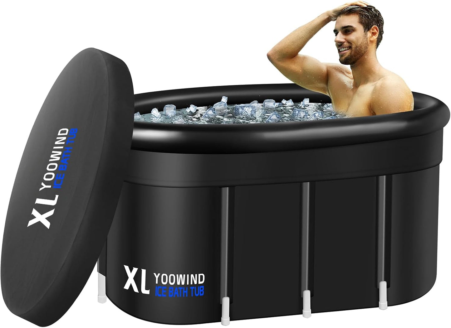 XL Ice Bath Tub for Athletes with Cover, 134 Gallons Cold Plunge Tub for Cold Water Therapy Recovery, One Size Fits Most; Insulated Portable Ice Bath