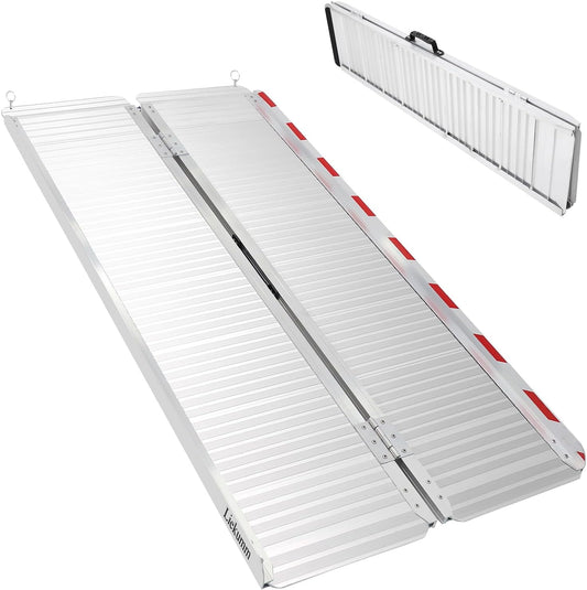 5ft Folding Wheelchair Ramp, Portable Handicap Ramp for 600LBS Capacity, Aluminum Ramps with Non-Slip, Threshold Ramp for Wheelchairs