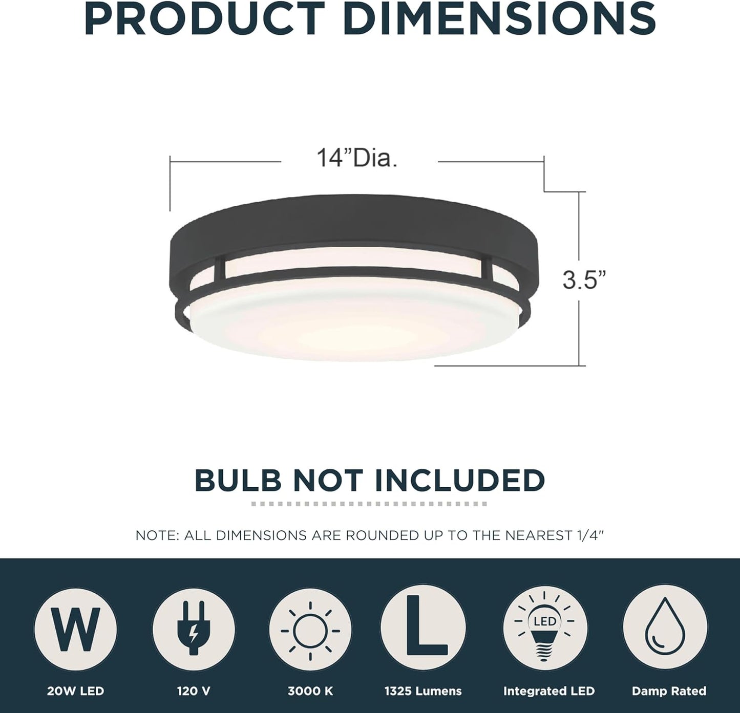 Hale Integrated LED Flush Mount Light, 14-Inch Earth Black Ceiling Fixture, Modern Low Profile Lighting for Hallway, Kitchen, Bedroom 14" W