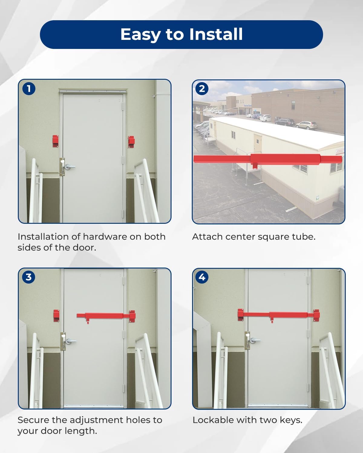 vikofan Steel Job Site Door Brace Security Bar - Reliable Red Theft Protection Heavy Duty Security Door Bar Adjustable for Office Tr